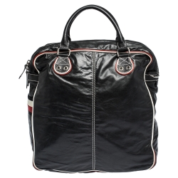 Gucci Black Leather Vintage Weekender Bag