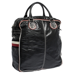 Gucci Black Leather Vintage Weekender Bag