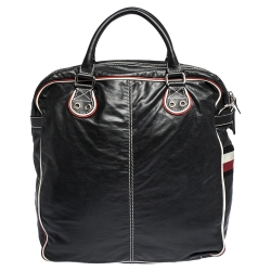 Gucci Black Leather Vintage Weekender Bag