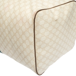 Gucci Ivory/Brown GG Supreme Canvas and Leather Large Web Carry On Duffel Bag
