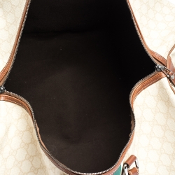 Gucci Ivory/Brown GG Supreme Canvas and Leather Large Web Carry On Duffel Bag