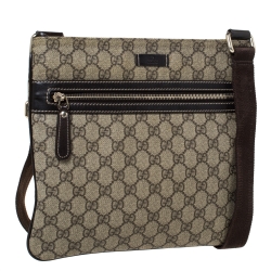 Gucci Beige/Brown GG Supreme Canvas and Leather Crossbody Bag