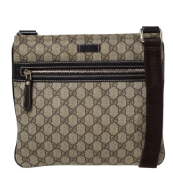 Gucci Gg Supreme Flat Messenger Bag in Brown for Men