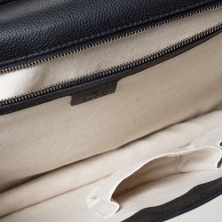 Pre Owned Gucci Black Leather Bamboo Handle Briefcase