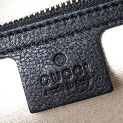 Pre Owned Gucci Black Leather Bamboo Handle Briefcase