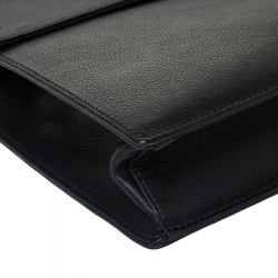 Pre Owned Gucci Black Leather Bamboo Handle Briefcase