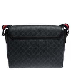 Gucci Black GG Supreme Coated Canvas and Leather Night Courrier Messenger Bag