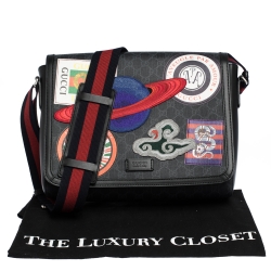 Gucci Black GG Supreme Coated Canvas and Leather Night Courrier Messenger Bag
