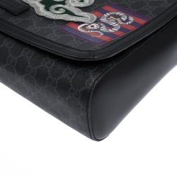 Gucci Black GG Supreme Coated Canvas and Leather Night Courrier Messenger Bag