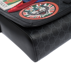Gucci Black GG Supreme Coated Canvas and Leather Night Courrier Messenger Bag