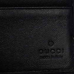 Gucci Black Microguccissima Leather Money Clip Bi-Fold Wallet