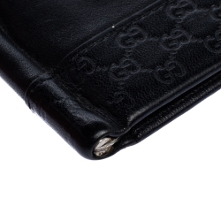 Gucci Black Microguccissima Leather Money Clip Bi-Fold Wallet