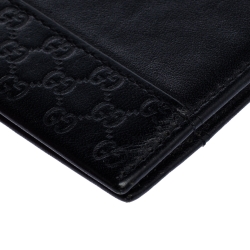 Gucci Black Microguccissima Leather Money Clip Bi-Fold Wallet