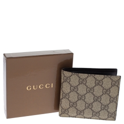 Gucci Beige GG Supreme Canvas Bi Fold Wallet