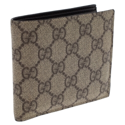 Gucci Beige GG Supreme Canvas Bi Fold Wallet