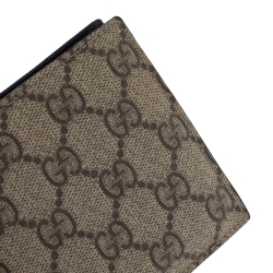 Gucci Beige GG Supreme Canvas Bi Fold Wallet
