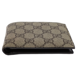 Gucci Beige GG Supreme Canvas Bi Fold Wallet
