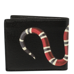 Gucci Black Leather Kingsnake Bifold Wallet