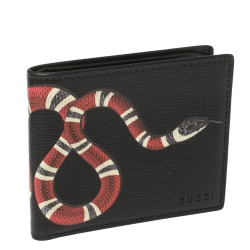 Gucci Black Leather Kingsnake Bifold Wallet