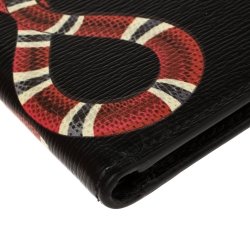 Gucci Black Leather Kingsnake Bifold Wallet