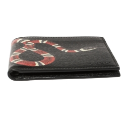 Gucci Black Leather Kingsnake Bifold Wallet