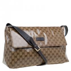 Gucci Beige/Ebony GG Crystal Coated Canvas Messenger Bag
