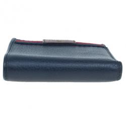 Pre Owned محفظة جلد أزرق طي مزدوج رجالي