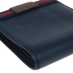 Pre Owned محفظة جلد أزرق طي مزدوج رجالي