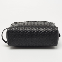مملوكة مسبقًا Gucci Black Microguccisima Leather Toiletry Pouch