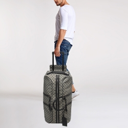 Gucci Blue/Beige GG Supreme Canvas Trolley Duffle Bag