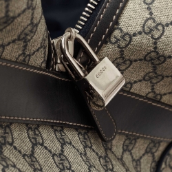 Gucci Blue/Beige GG Supreme Canvas Trolley Duffle Bag