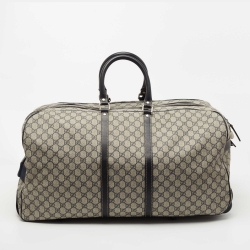 Gucci Blue/Beige GG Supreme Canvas Trolley Duffle Bag