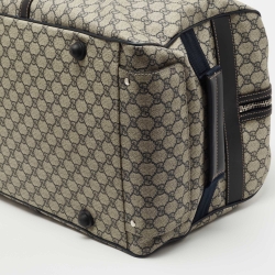Gucci Blue/Beige GG Supreme Canvas Trolley Duffle Bag