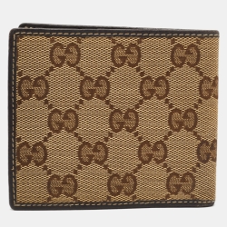 Gucci Beige/Brown GG Canvas and Leather Crest Bifold Wallet