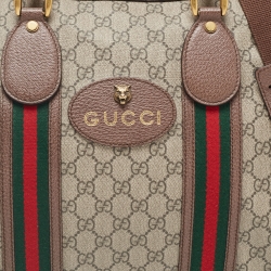 Gucci Brown/Beige GG Supreme Canvas and Leather Neo Vintage Web Duffle Bag