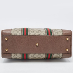 Gucci Brown/Beige GG Supreme Canvas and Leather Neo Vintage Web Duffle Bag