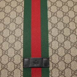 Gucci Beige GG Supreme Canvas Web Flap Messenger Bag