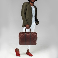 Gucci Brown Diamante Leather Briefcase
