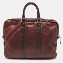 Gucci Brown Diamante Leather Briefcase