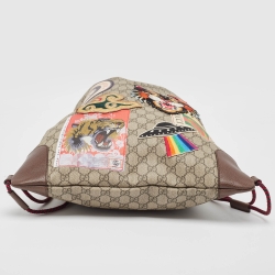 Gucci Beige/Brown GG Supreme Canvas Courrier Drawstring Backpack