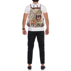 Gucci Beige/Brown GG Supreme Canvas Courrier Drawstring Backpack