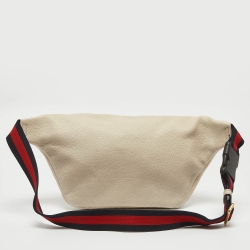 Gucci Off White Leather Logo Web Belt Bag