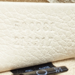 Gucci Off White Leather Logo Print Zip Pouch