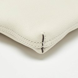 Gucci Off White Leather Logo Print Zip Pouch