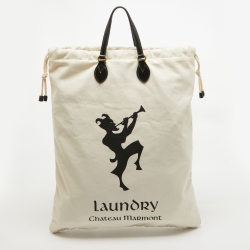 Gucci Off White Canvas Chateau Marmont Drawstring Laundry Tote