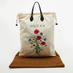 Gucci Off White Canvas Chateau Marmont Drawstring Laundry Tote