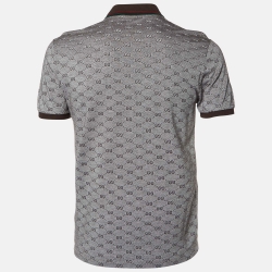 Pre Owned Gucci Brown GG Monogram Cotton Knit Slim Fit Polo T-Shirt M