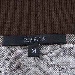 Pre Owned Gucci Brown GG Monogram Cotton Knit Slim Fit Polo T-Shirt M