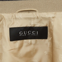 Pre Owned Gucci Beige Leather Bomber Jacket M