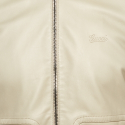 Pre Owned Gucci Beige Leather Bomber Jacket M